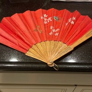 Asian Hand Painted Canvas Folding Fan